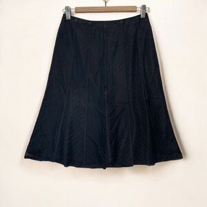Ann Taylor Black Lace A-Line Knee-Length Skirt | Silk Ribbon Detail Size 0